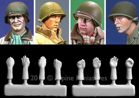 Alpine Miniatures 1:35 Us Helmet Heads And Hands - modelbouw Express Levering
