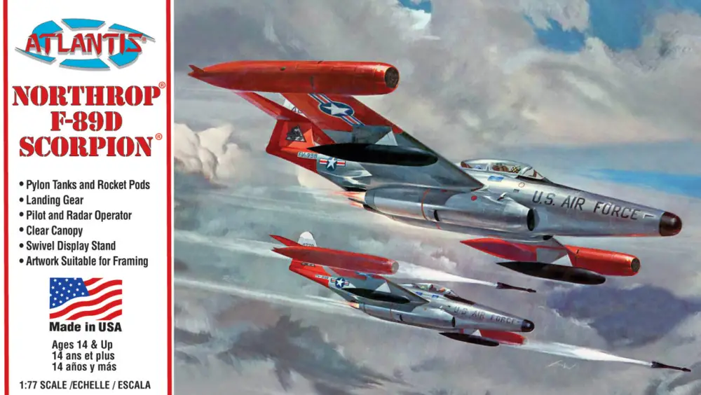 Atlantis 1:77 Northrop F-89D Scorpion With Swivel Stand - modelbouw Speciale Aanbieding