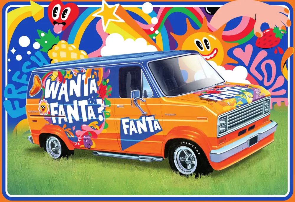 Voordeelprijs Amt 1:25 1977 Ford Custom Van Fanta #1471