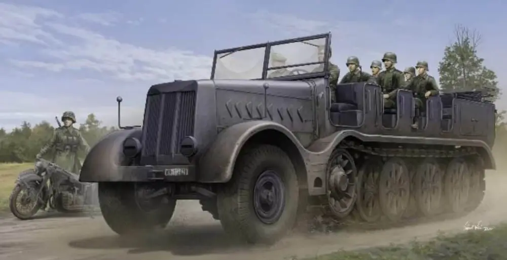 Op = Op Trumpeter 1:35 Schwerer Zugkraftwagen 18T Sd.Kfz.9 Artillery Version - modelbouw