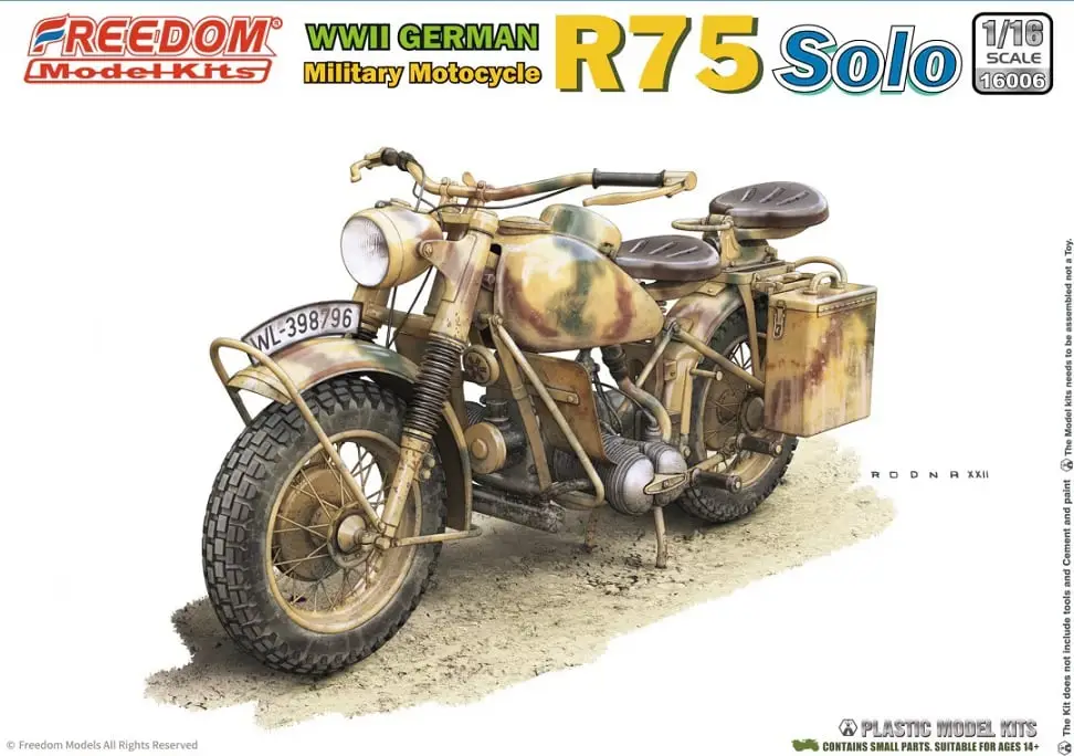 Flitsaanbieding Freedom Model Kits 1:16 Wwii German Bmw R75 Motorcycle Solo #16006