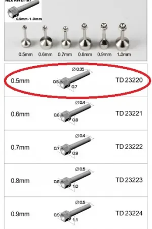 Laatste Versie Top studio 0.5 MM HEX RIVETS (A) - modelbouw