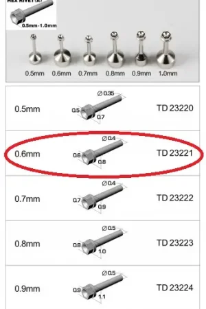 Top studio 0.6MM HEX RIVETS (A) - modelbouw Weekendaanbieding