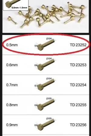 Top studio 0.5MM HEX RIVETS (C) BRASS - modelbouw Favoriet