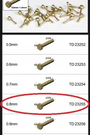 Op = Op Top studio 0.8MM HEX RIVETS (C) BRASS - modelbouw