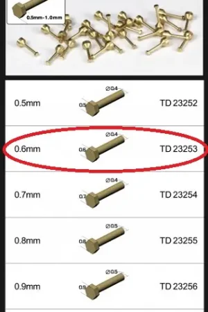 Top studio 0.6MM HEX RIVETS (C) BRASS - modelbouw Direct Beschikbaar