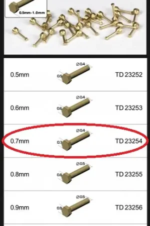 Populair Top studio 0.7MM HEX RIVETS (C) BRASS - modelbouw