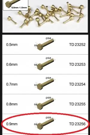 Top studio 0.9MM HEX RIVETS (C) BRASS - modelbouw Superprijs