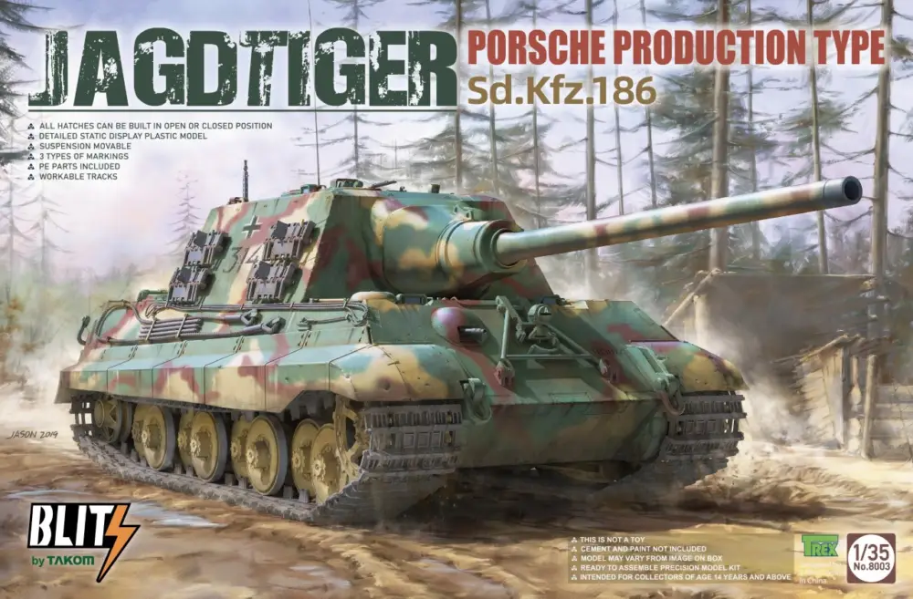 Takom 1:35 Jagdtiger Porsche Production Type - modelbouw Op = Op