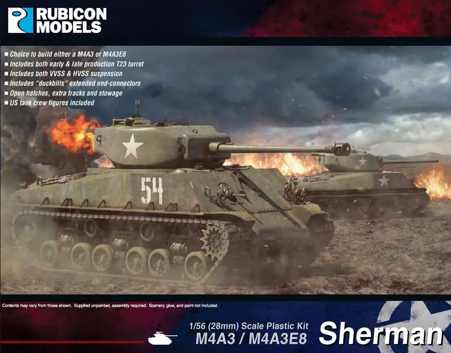Rubicon Models 1:56 M4A3 / M4A3E8 Sherman - modelbouw Op = Op