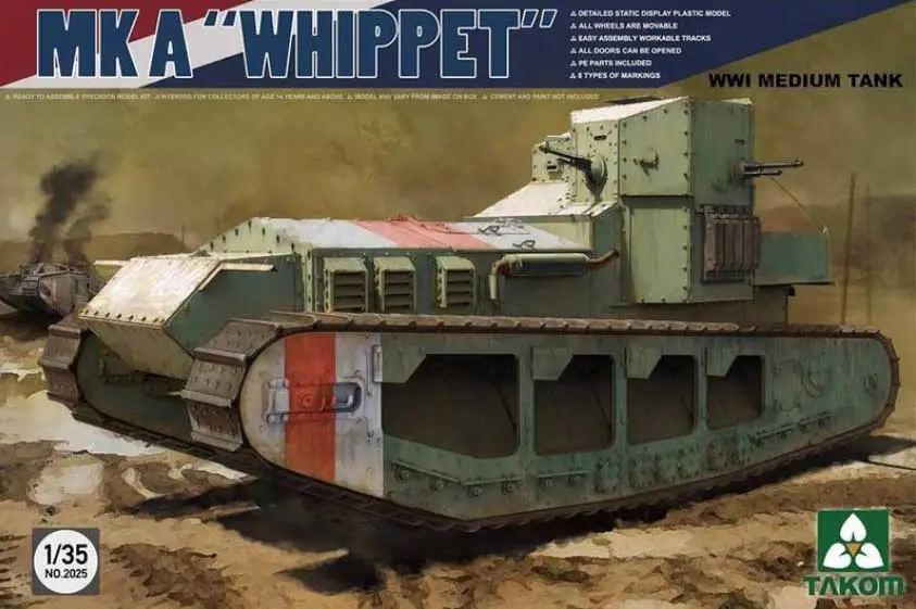 Express Levering Takom 1:35 Wwi Medium Tank - Mk. A "Whippet" - modelbouw