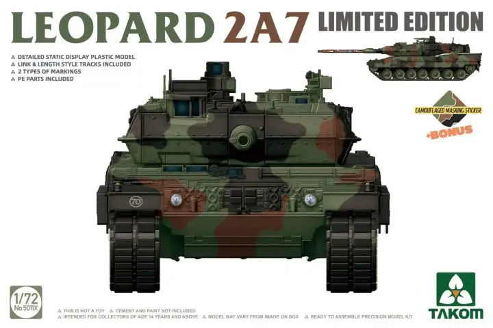 Direct Beschikbaar Takom 1:72 Leopard 2A7 - modelbouw