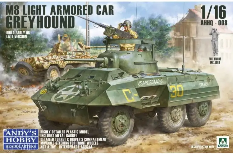 Gratis Retour Andy'S Hobby Headquarters 1:16 M8 Greyhound Us Light Armored Car - modelbouw