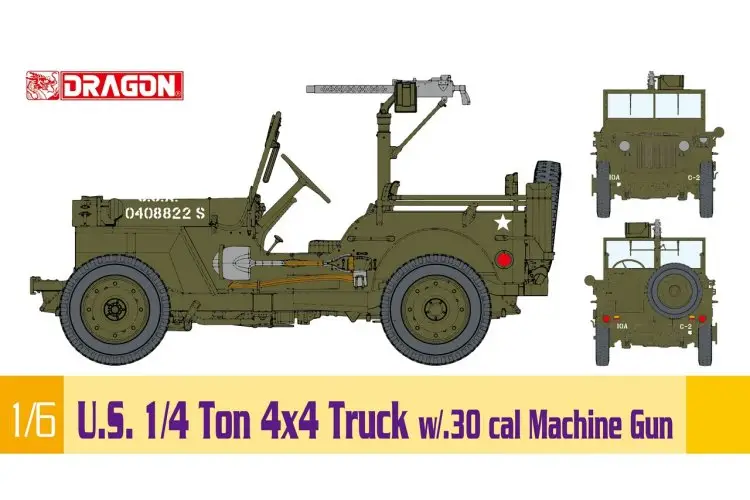 Direct Beschikbaar Dragon 1:6 ¼ Ton 4X4 Truck With/.30 Cal Mg - modelbouw