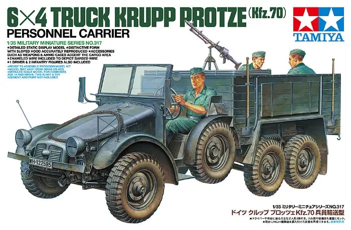 Tamiya 1:35 6x4 TRUCK KRUPP PROTZE (KFZ. 70) PERSONNEL CARRIER - modelbouw Shop Nu
