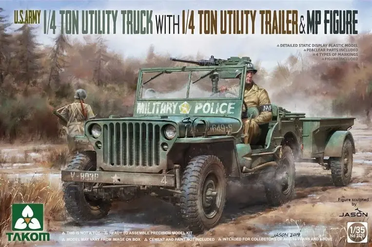 Nu Kopen Takom 1:35 U.S. Army 1/4 Ton Utility Truck With 1/4 Ton Utility Trailer & Mp Figure - modelbouw