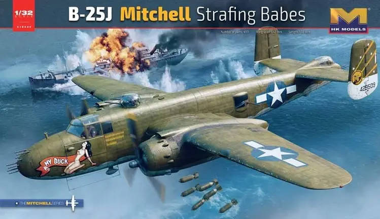 Gratis Retour Hk Models 1:32 B-25J Mitchell Strafing Babes #HK01E36