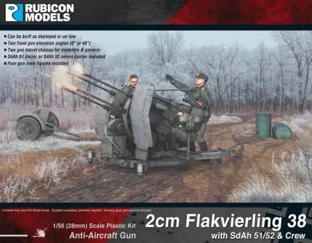 Rubicon Models 1:56 2Cm Flakvierling 38 With Sdah 51/52 Trailer And Crew - modelbouw Seizoensaanbieding