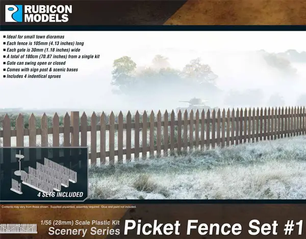 Superprijs Rubicon Models 1:56 Picket Fence Set No.1 - modelbouw