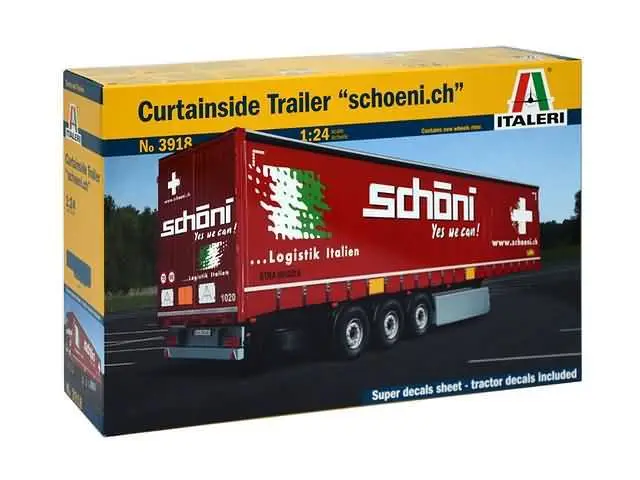 Italeri 1:24 Curtainside Trailer #3918 bouwdoos Hoge Kwaliteit