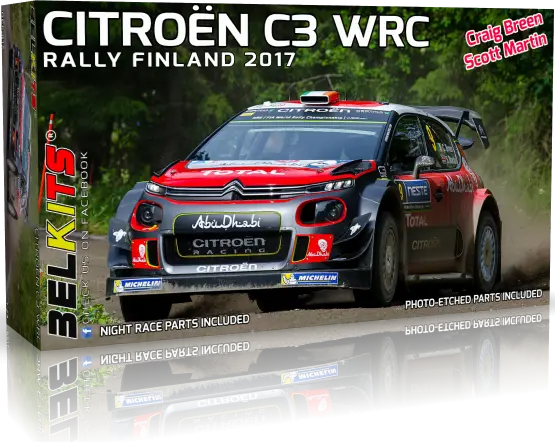 Belkits 1:24 Citroen C3 Wrc Finland Rally 2017 G.Breen - modelbouw Laatste Kans