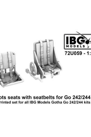 IBG MODELS: 1/72 - Pilots seats with seatbelts for Gotha Go-242/244 Hoge Kwaliteit