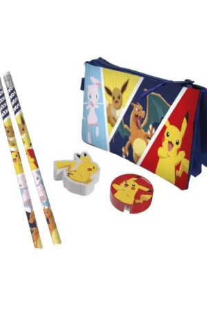 Rechtstreeks Van De Fabrikant POKEMON - Stationery Set with Triple Pencil Case - 5pc