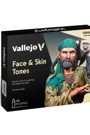 Betaalbaar Vallejo 16 colors 18 ml set Face & Skin Tones Acrylverf