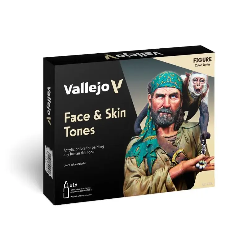 Betaalbaar Vallejo 16 colors 18 ml set Face & Skin Tones Acrylverf