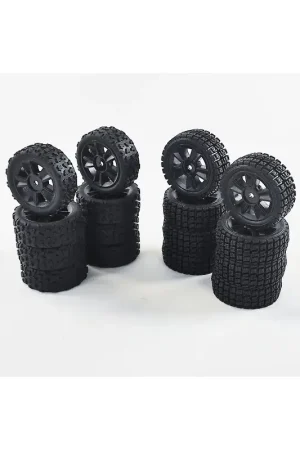 Speciale Aanbieding Electric car part pack of 8 soft tires + 8 medium tires on black rims for Stinger Track 1:14