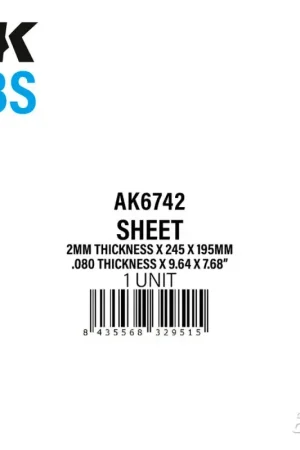 2mm thickness x 245 x 195mm - ABS SHEET Op = Op