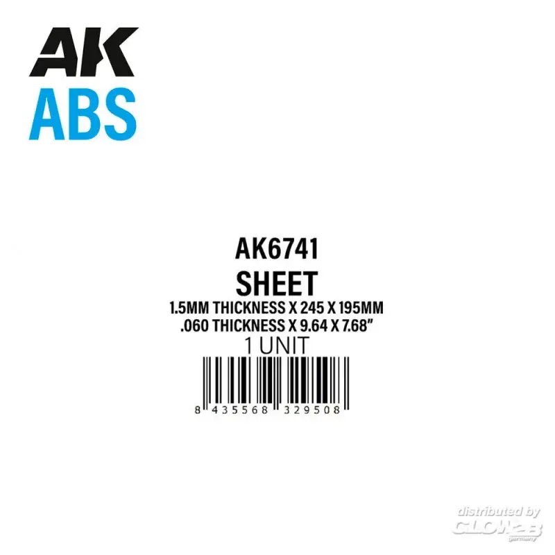 1.5mm thickness x 245 x 195mm - ABS SHEET Bestseller