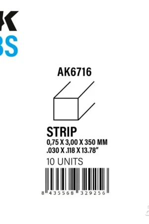 Strips 0.75 x 3.00 x 350mm - ABS STRIP Tijdelijk Beschikbaar