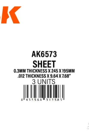 Op = Op 0.3mmthickness x 245 x 195mm - STYRENE SHEET
