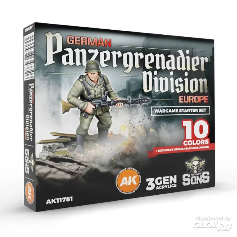 GERMAN PANZERGRENADIER DIVISION EUROPE - Wargame Starter Set (10 Colors + Exclusive Figure German Machine Gunner) Alleen Vandaag