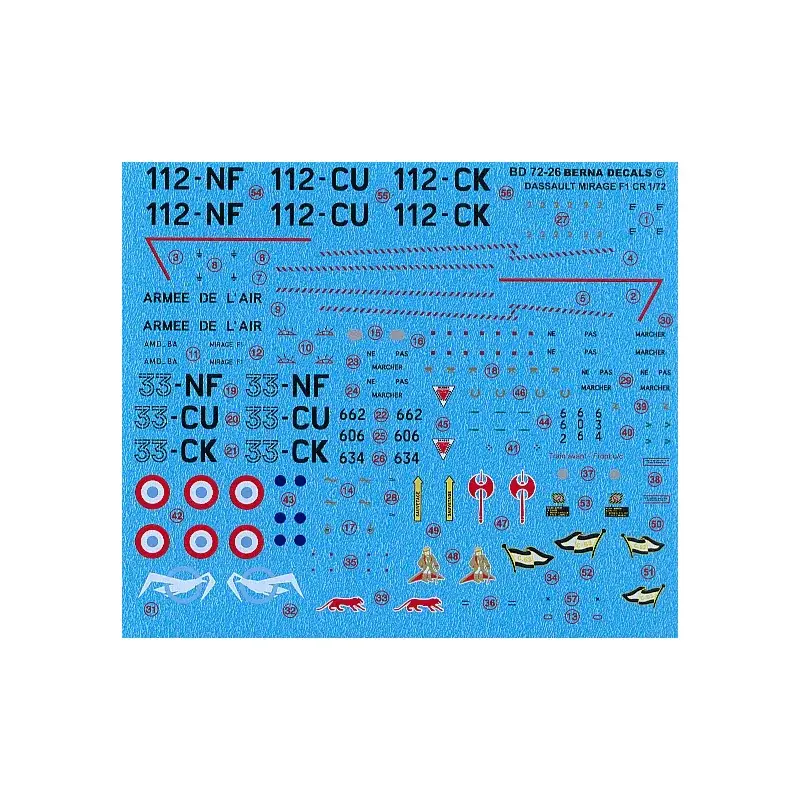 Voordeelprijs Re-printed! Dassault-Mirage F.1CR (3) No 634/33-CK or 112-CK ER1/33 Belfort; No 606/33CU or 112-CU ER1/33 Belfort; No662/33-NF o