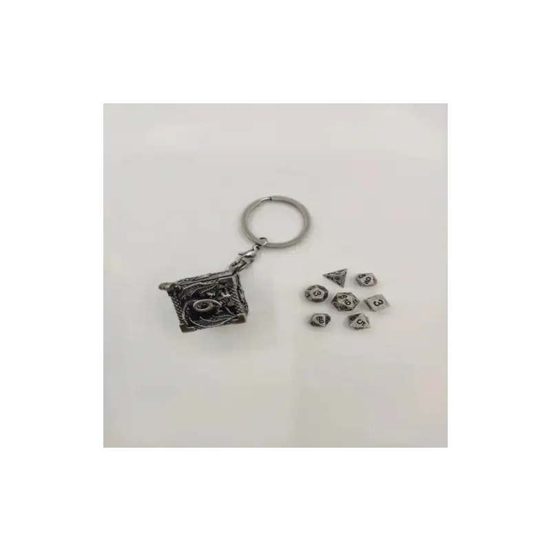 Merkproduct Key ring - D6 - with set of 7 mini 5mm metal dice Sleutelhanger