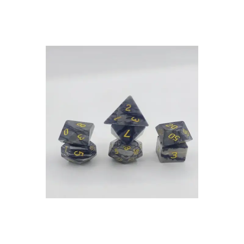 Semi Precious Stone Dice - Set of 7 dice with metal box - Natural - Gray Internet Jasper Meest Verkocht