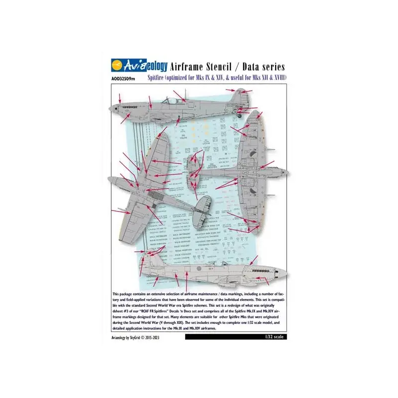 Supermarine Spitfire airframe stencil/data Decal Dagaanbieding