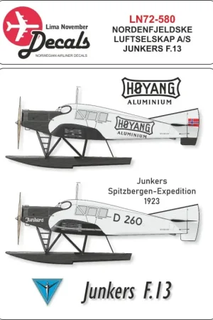 Beste Prijs Nordenfjeldske Luftselskap Junkers F.13 with masks for windows and fuselage Decal