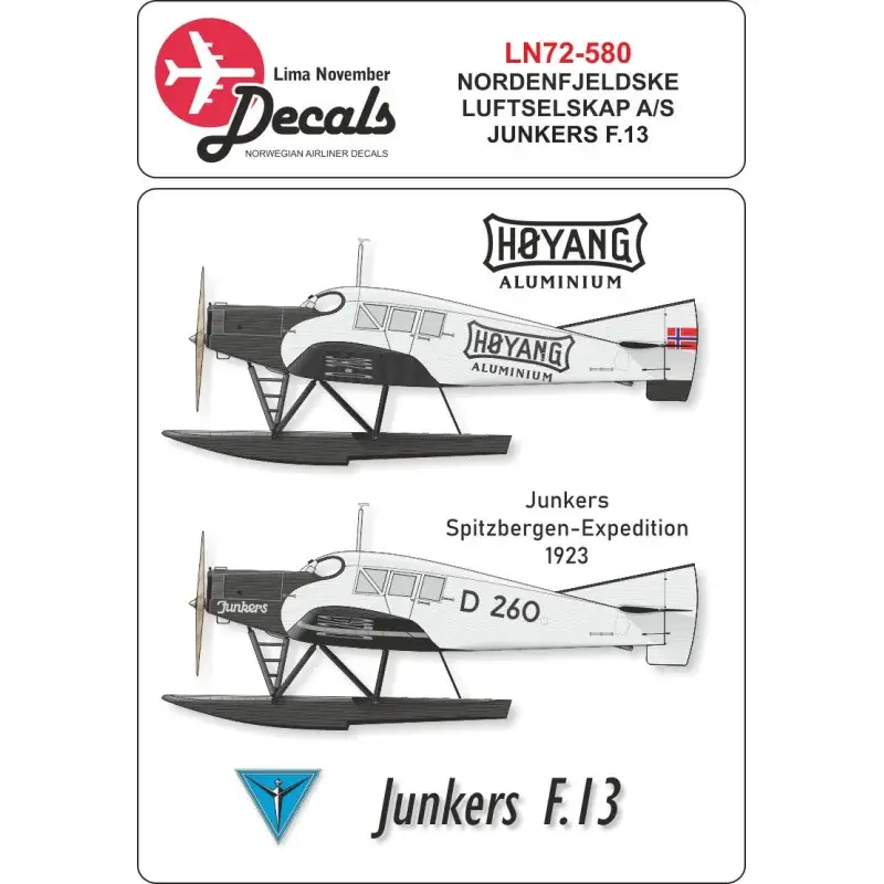 Beste Prijs Nordenfjeldske Luftselskap Junkers F.13 with masks for windows and fuselage Decal