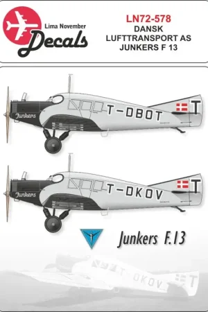 Koop Vandaag Dansk Lufttransport Junkers F.13 with masks for windows and fuselage Decal