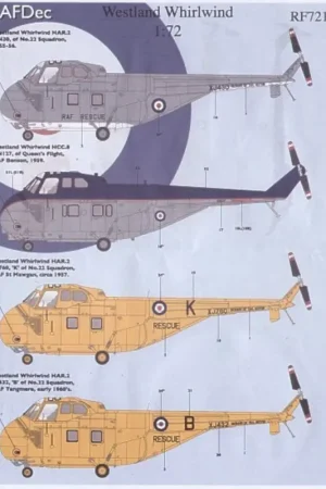 Meest Verkocht Sticker Westland Whirlwinds (17) HAR2 XJ430 XJ424 22Squadron MSG/white XN127 Queens Flight Royal Blue/Aluminium XJ760/K XJ432/B