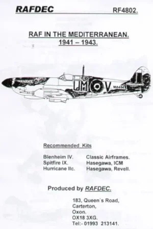 Sticker RAF in the Mediterranean (3) Supermarine Spitfire Mk.IXc MA454 UM-V 152 Squadron Italy 1943 Bristol Blenheim Mk.IV T2177 Lage Kosten