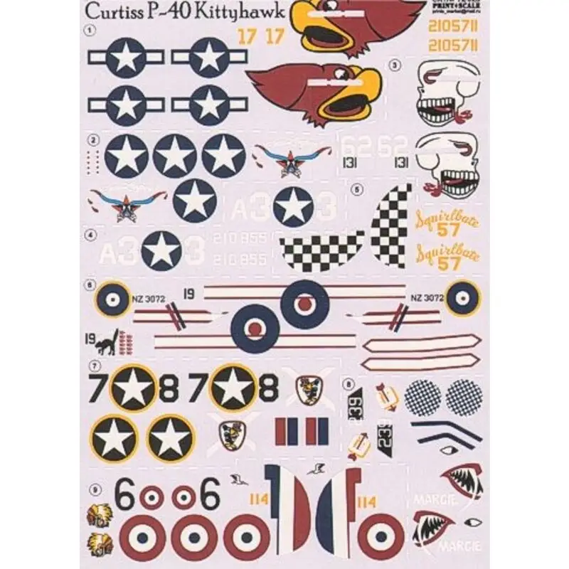 Sticker Curtiss P-40 Kittyhawk Part 2 Decal Flitsaanbieding