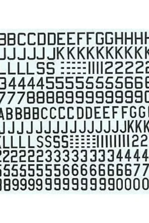 Sticker RAF pre-war black serial letters and numerals 30 in both standard and narrow width styles (RAF codes/RAF code letters/RA Korting