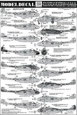 Gratis Retour Sticker RAF/R Aux Air Force de Havilland Vampire F.3/FB5/FB9 1950-57. 6 20 32 118 185 213 249 501 601 602 603 604 608 Squadrons