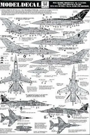 Sticker RAF Panavia Tornado F.3. 11 Squadron inc ZE764/DH with black spine 23 Squadron Toeu F2 ETPS all 1988 Sepecat Jaguar GR.1 Meest Verkocht
