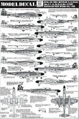 Sticker RAF Gloster Meteor night fighters. NF.11 5 Squadron 1959 11 Squadron 1959 29 Squadron 1955 NF.12 25 Squadron 1958 72 Squ Voordeelprijs