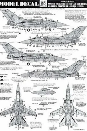 Sticker RAF Panavia Tornado F.3. ZE203/BA or ZE208/BT 29 Squadron ZE156/AM or ZE158/AK 229OCU/65Squadron all 1987 Phantom FG.1 X Must-Have